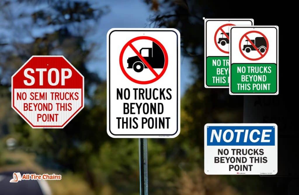 no trucks beyond this point sign